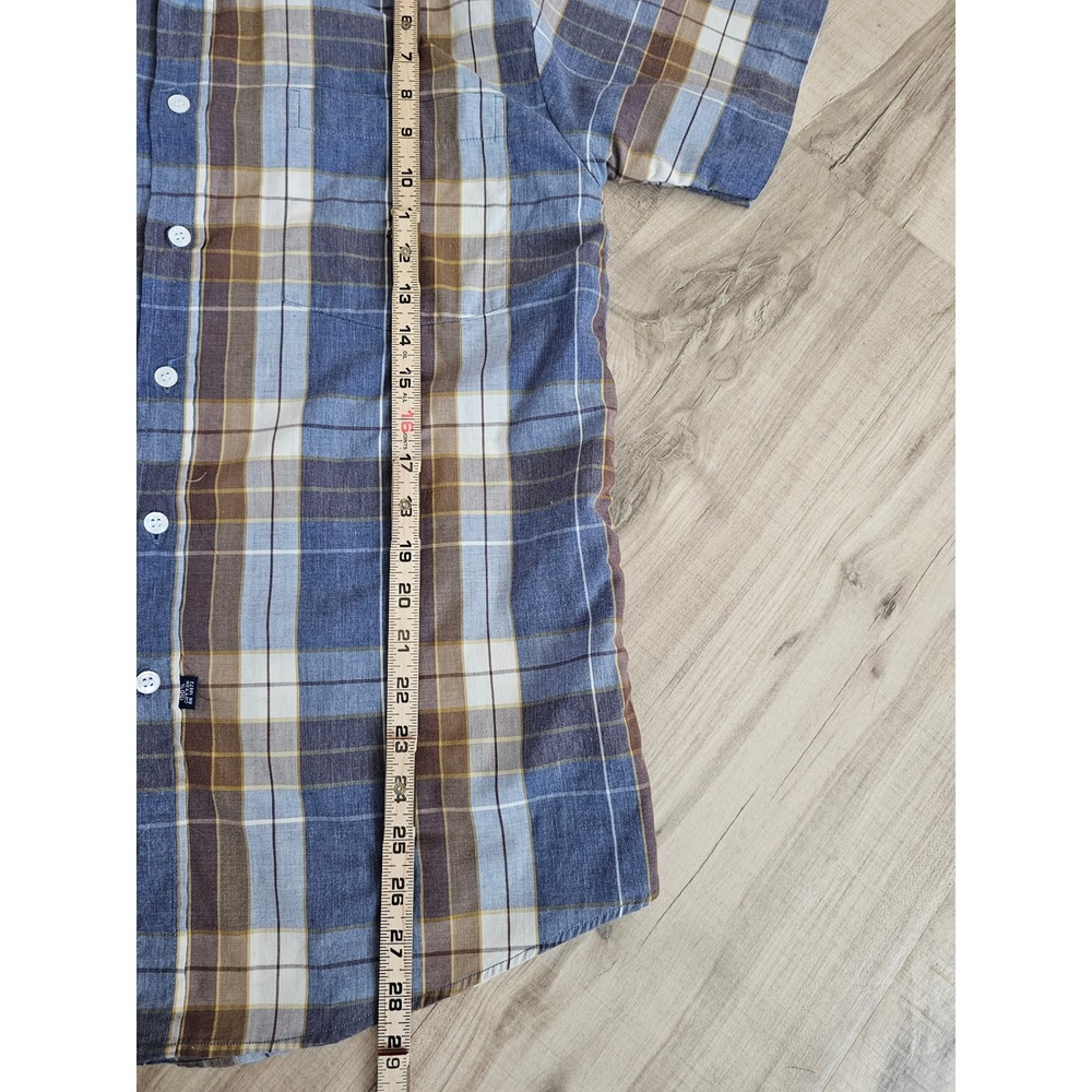 Vintage Polo Ralph Lauren Mens Plaid Button Down Shirt Blue Brown Cotton - Picture 7 of 9